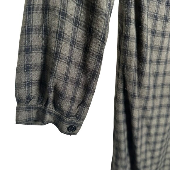 Rails Womens Small Bella Tie Waist Dress Olive Iron Check Button Up Long Sleeve - Picture 11 of 14